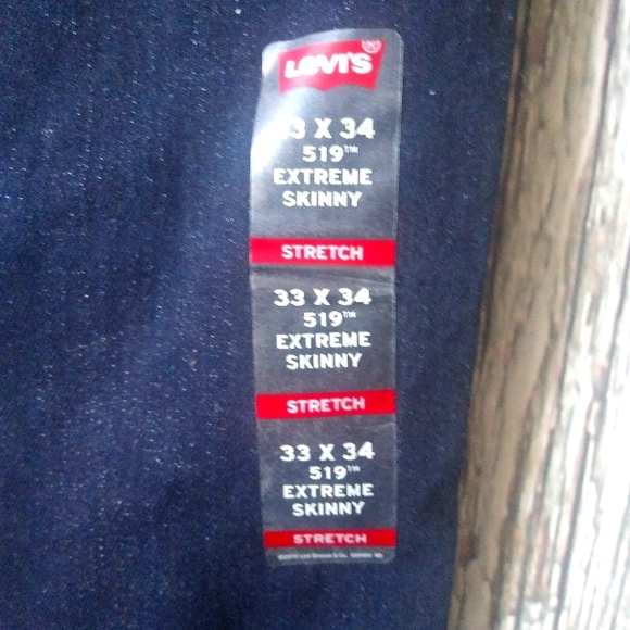NWT! Levis 519 Extreme Super Skinny Jeans Dark Wash Stretch Blue Size 33x34 - Picture 7 of 7
